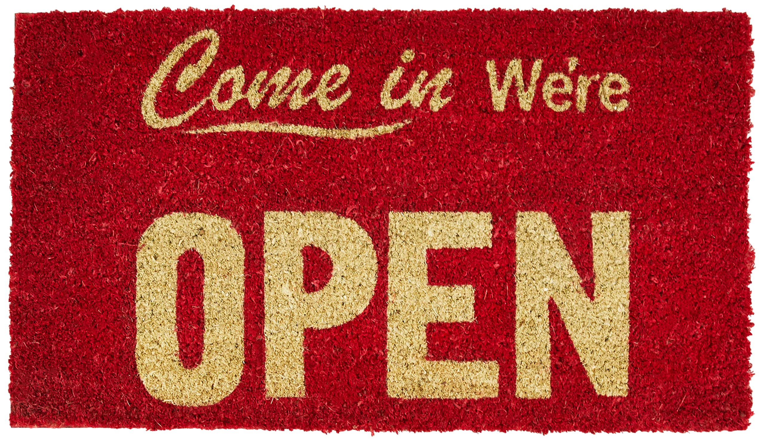 La Finesse Decorative Coir Entrance Door Mat Come in, We're Open 70 cm x 40 cm, One