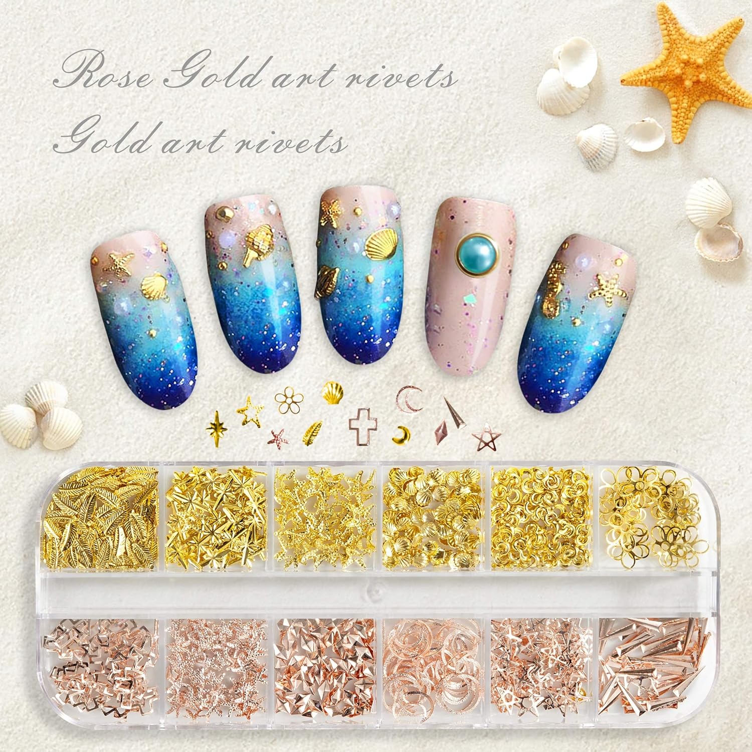 Nail Art Rhinestones, Nail Crystal Nail Gems Nail Art Supplies, Nail Design Kit, contains 6 Boxes of 72 Types, and Nail Accessories with 2 Finger Separator, 1 Tweezers, 1 Nail File, 1 Pen: Beauty