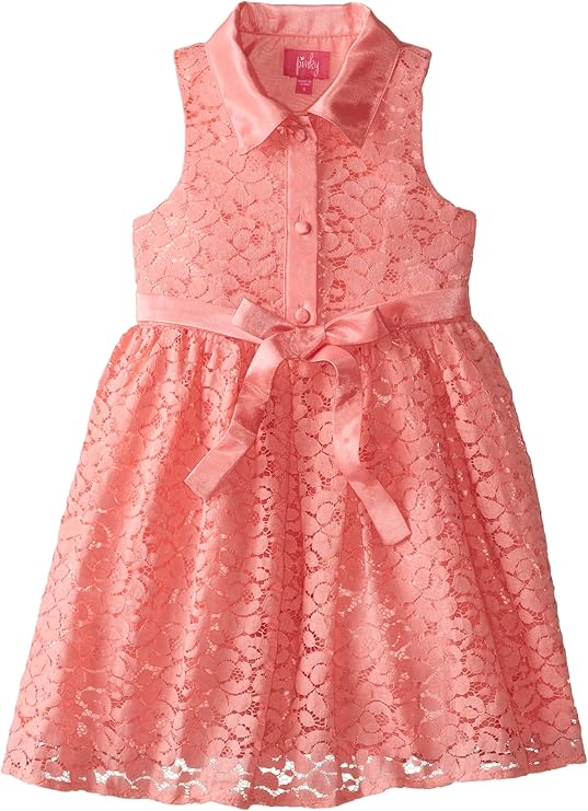 Pinky Pink Little Girls' ButtonFront Lace Dress Clothing
