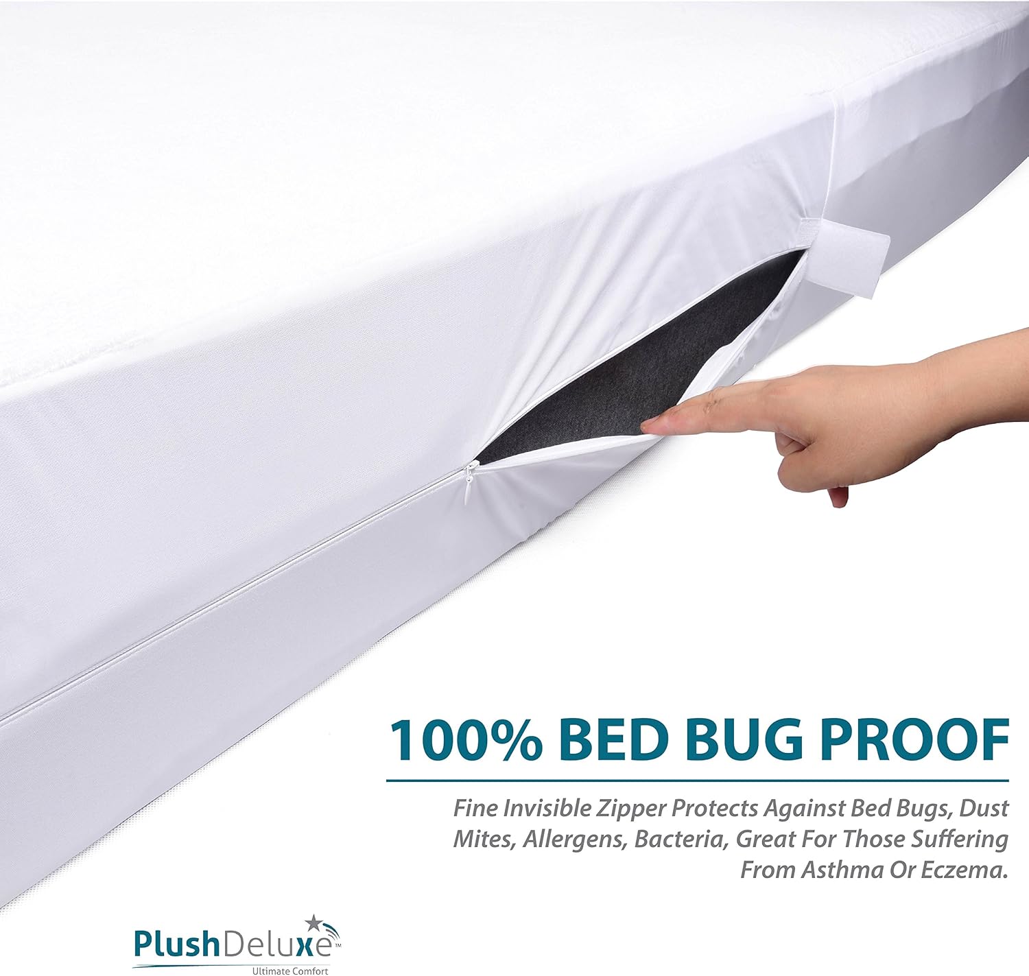 PlushDeluxe Premium Zippered Mattress Encasement, Waterproof, Bed Bug & Dust Mite Proof 6-Sided Protector Cover, Hypoallergenic Cotton Terry Surface (Fits 9-12 Inches H) Twin XL: Home & Kitchen