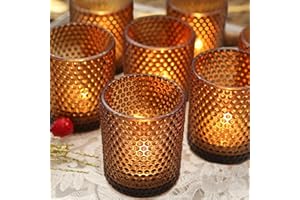 MOSROAD 36 Pcs Amber Votive Candle Holders, Glass Tealight Candle Holders Bulk for Wedding Centerpiece Table Decor, Tea Light Candle Holders for Dinner Table,Birthday Party,Christmas