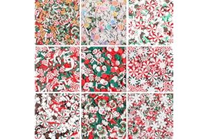 FOIMAS Faux saupoudrages de Noël, 135 g - Mini tranches d'argile polymère de Noël pour travaux manuels, décoration de gâteaux