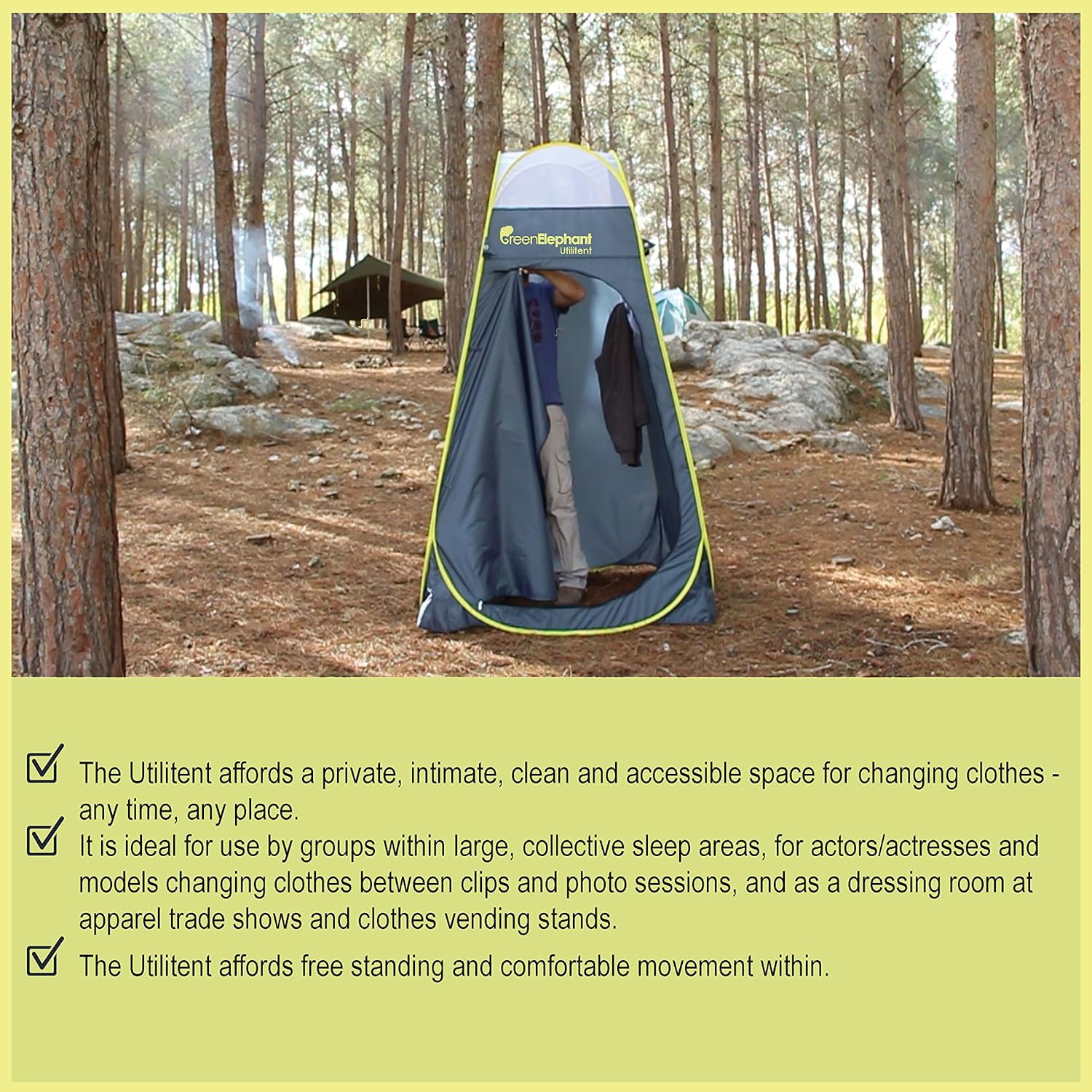 Green Elephant Pop Up Utilitent – Privacy Portable Camping, Biking, Toilet, Shower, Beach and Changing Room Extra Tall, Spacious Tent Shelter.: Sports & Outdoors