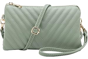 B BRENTANO Vegan Leather Multi-Pocket Crossbody Purse/Clutch with Card Slots, Removable Wristlet & Adjustable Shoulder Strap