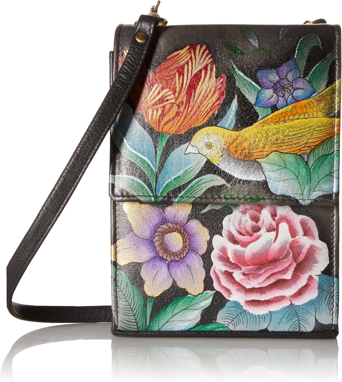 Anuschka womens Anuschka Hand Painted Mini Organizer Triple Compartment