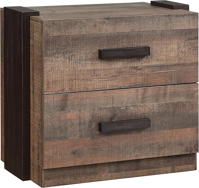 Amazon Com Coaster Home Furnishings Weston 2 Drawer Weathered Oak And Rustic Coffee Nightstand 27 25 D X 16 W X 24 25 H Brown Furniture Decor