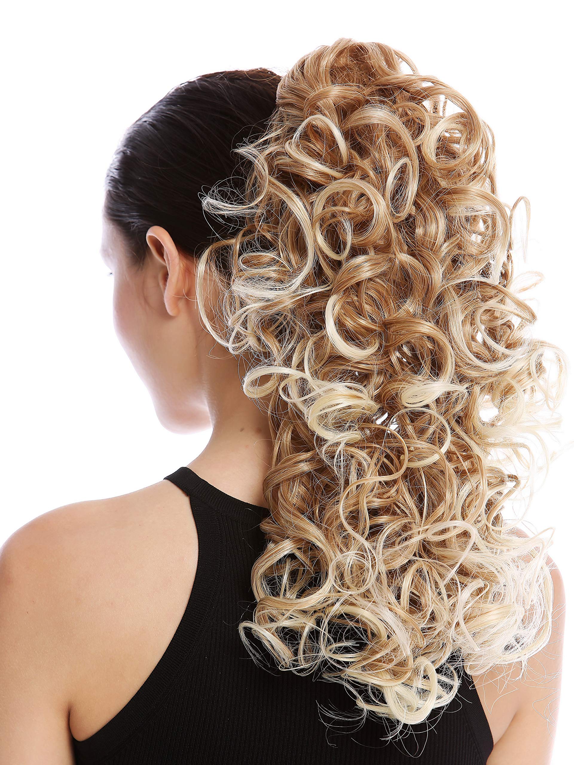 WIG ME UP - MKB-6A-V-27T613 Ponytail Hairpiece Extensions optional Combs & Clamp long voluminous curled curls blond mix platinum highlights 17inch
