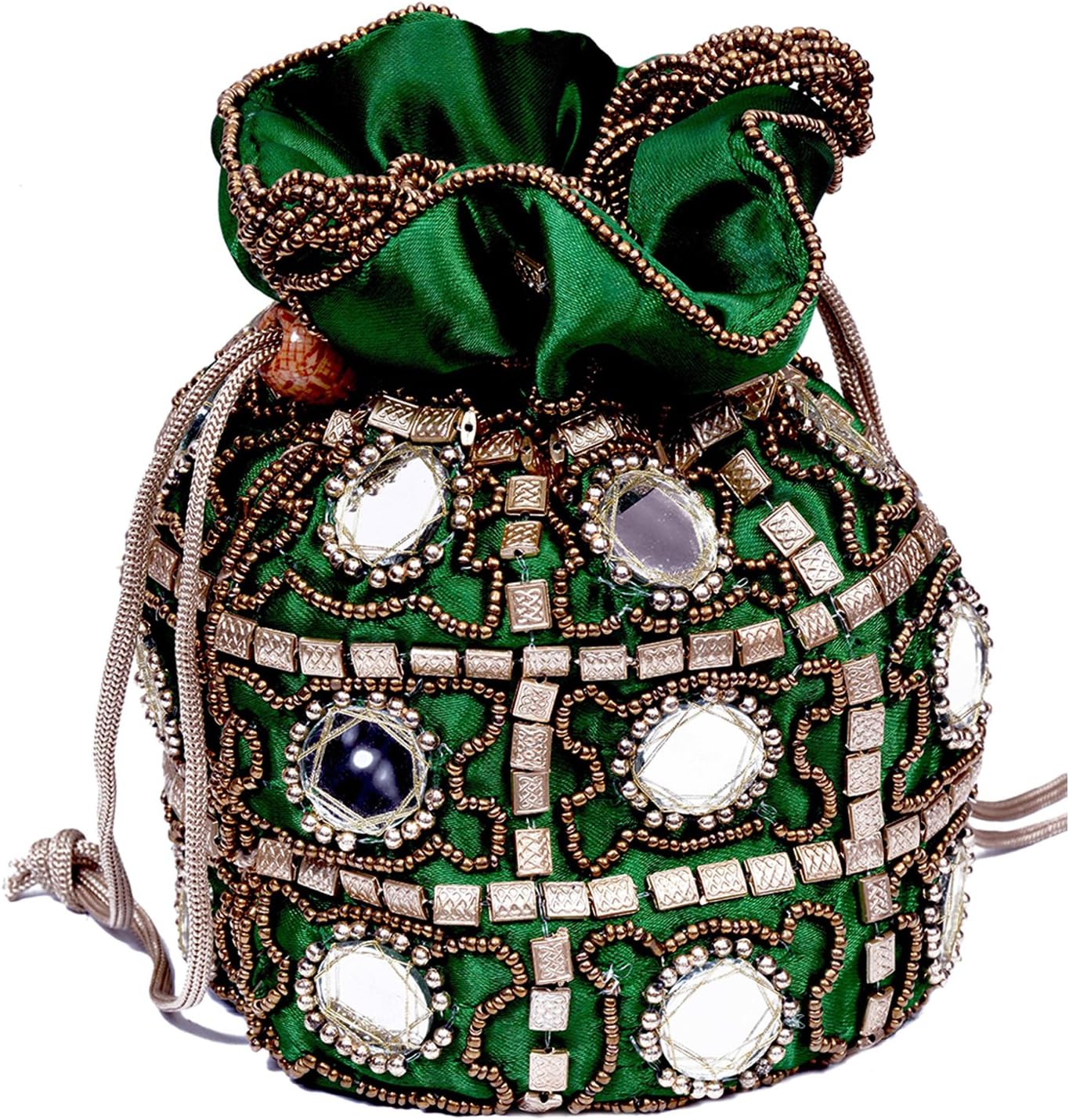 Silk Beaded Potli Bag Drawstring Embroidered Ethnic Designer Pouch/Coin/Jewellery Purse for Women & Girls