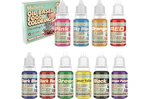 MULOEN Oil Based Food Coloring for Chocolate - 10 Colors Upgraded Oil Food Coloring for Cake Decorating, Chocolate, Baking, Cookie, Doughnut, Candy Food Dye Set - 0.35 fl.oz Bottles
