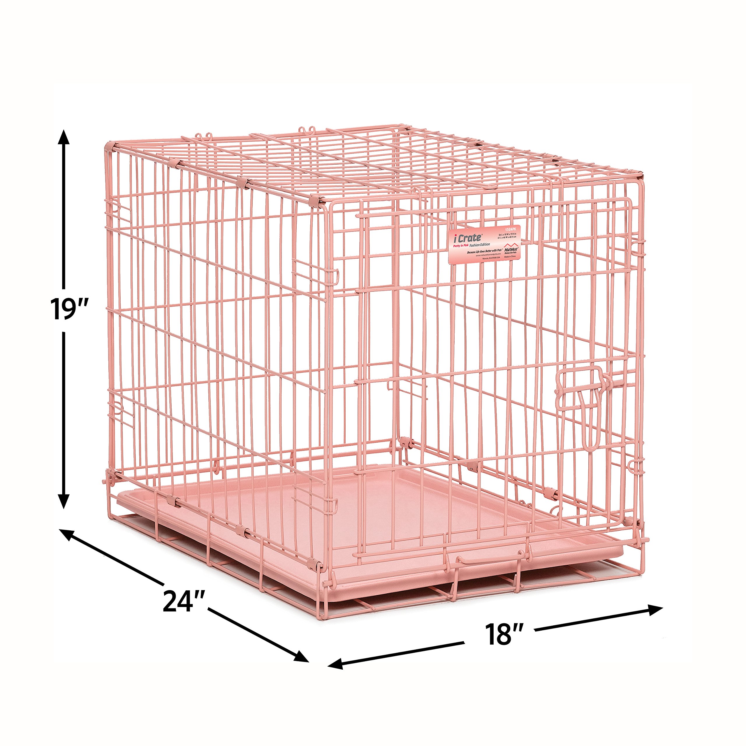 Galleon Pink Dog Crate MidWest ICrate 24" Pink Folding Metal Dog