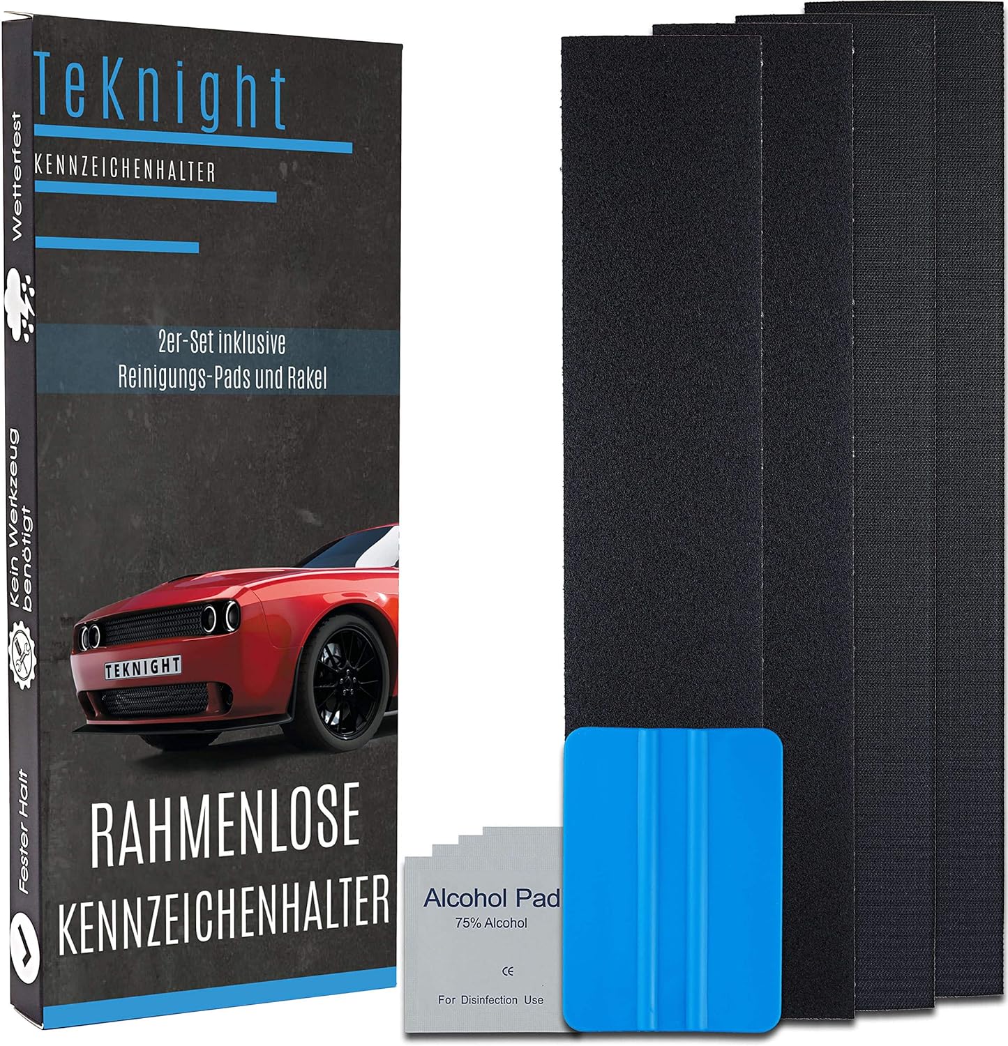 2 x License Plate Holder Frameless Invisible Velcro Number Plate Holder