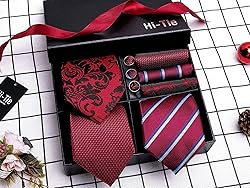 Hi-Tie 3 Pcs Gift Box Mens Tie Set Necktie with