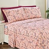 Elegant Comfort Softest and Coziest 6-Piece Sheet Set - 1500 Premium Hotel Quality Microfiber - Deep Pocket, Wrinkle Resistant 6-Piece Paisley Pattern Bed Sheet Set, Full, Paisley Coral