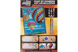 Anker Play Products Paint by Numbers Art Kit – Hot Air Balloons - Kid's Guided Painting Set - Includes Stretched Canvas, 12 Acrylic Paints & 3 Brushes - Perfect Children's Painting Gift Set