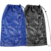 Yizerel 2 Packs Mesh Gear Bag for Snorkel Equipment | Oversized 18" x 27" Mesh Dive Bag Scuba Diving Snorkel Backpack for Snorkeling, Swimming Gear, Beach and Sports Equipment