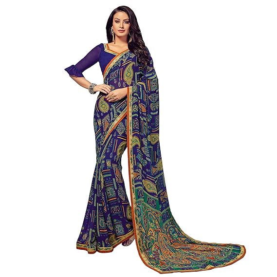 Georgette Abstarct Print Saree[S_STREE7121SR07_perent_Red]