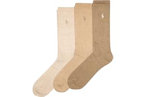 Polo Ralph Lauren Men's Ribbed Casual Crew Socks -3 Pair Pack- Cotton Comfort & Heel-toe Reinforcement