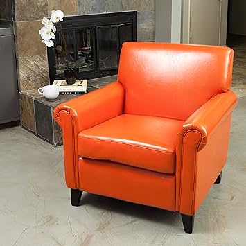 Amazon Com Christopher Knight Home Rolled Arm Leather Burnt Club