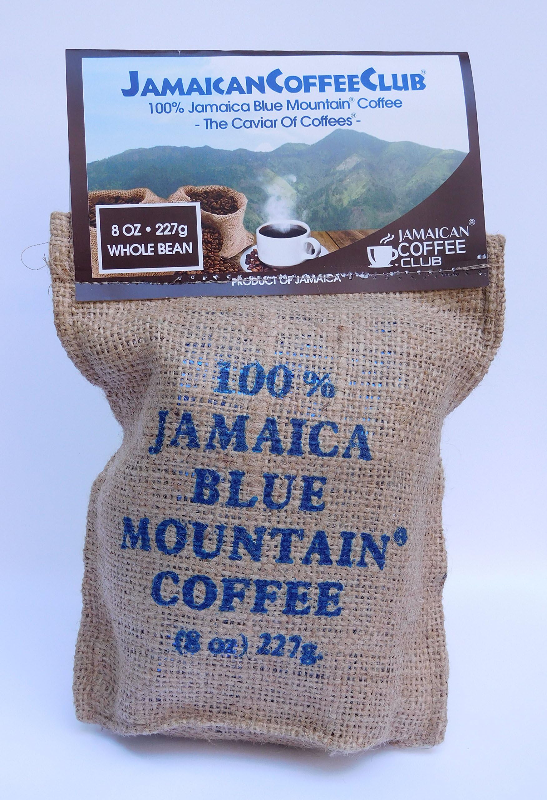 100% 8oz. Whole Bean certified Jamaican Blue Mountain Coffee