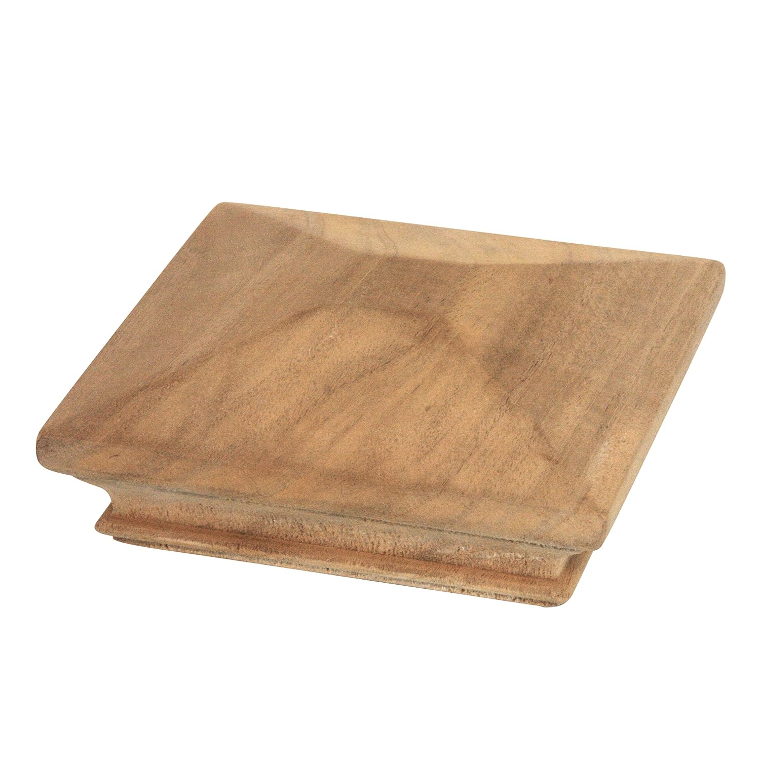 6x6 Wood Pyramid Post Cap by Captiva - One-Piece Miterless - 3/8 Extended Lip - (5-1/2 x 5-1/2)