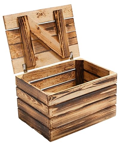 Holzkiste mit Deckel groß geflammt 85x55x46cm