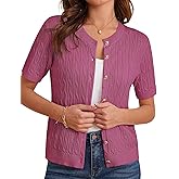 GRACE KARIN Women's Short Sleeve Button Up Summer Cardigan Sweater Y2K Cardigan Jacket (Runs Big, Suggest Size Down)