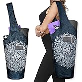 Fashion Printed Yoga Mat Bag with Large Side Pocket & Zipper Pocket Long Tote Yoga Bag Fit Most Size Mats - Holds More Yoga Accessories