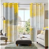 Yellow Abstract Curtains for Living Room Bedroom, 52W x 84L, 2 Panels | Rust, 50% Blackout, Decorative Curtain, Thermal Insulated, Room Darkening, Light Blocking Privacy, Grommet Top, Window Drapes