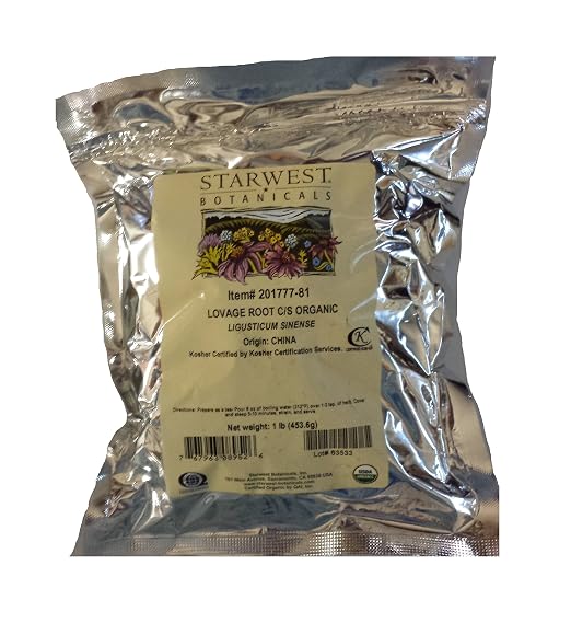 Lovage Root Sliced Organic Starwest Botanicals 1 lb Lovage Root Sliced Organic Starwest Botanicals 1 lb