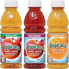 Tropicana 100% Juice Variety Pack - Orange, Apple & Fruit Medley, Single Serve, 10 Fl Oz Bottles (Pack of 24) - Real Fruit Ju