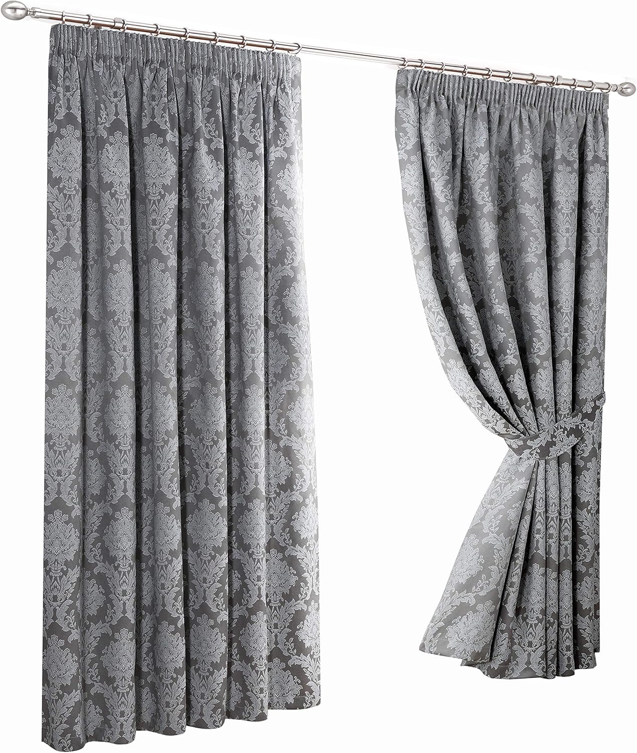 The Bed Linen Store Cotton Rich Jacquard Damask Pencil Pleat