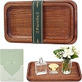 Purelia Solid African Ebony Wood Tray Set, 2-Pc Handmade, 9"x5.1" & 8.5"x4.5", for Bathroom Counter Organization, Vanity Tray, and Charcuterie Board, to Neatly Hold Candles, Perfume, and Jewelry