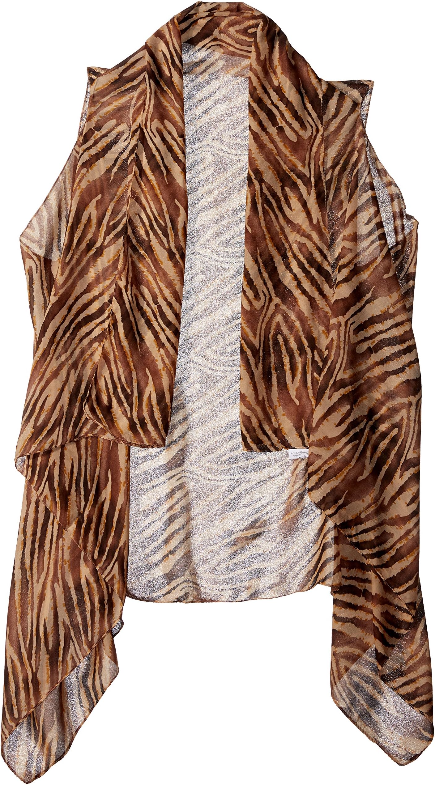 Accents by Lavello Sheer Designer Vest, Brown/Beige Animal Print