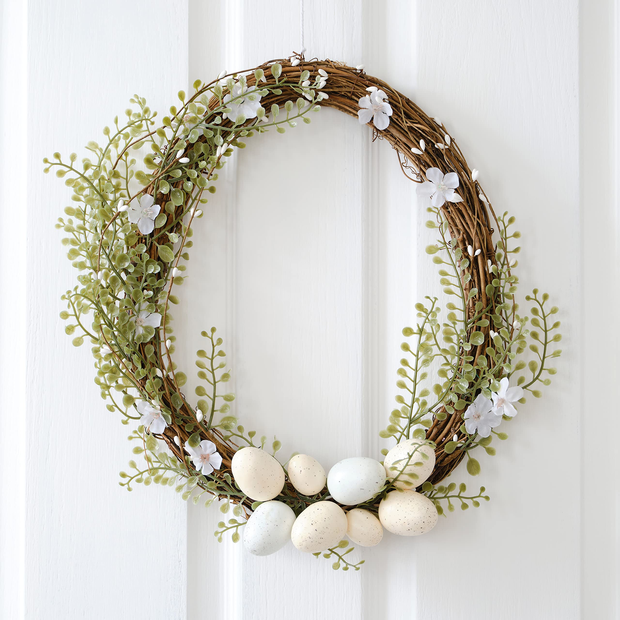 Ginger Ray Easter Egg Shaped Spring Door Wreath with Foliage & Eggs 32cm x 40cm
