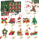 Advent Calendar 2026 Christmas Ornaments Building Set Compatible with Lego, Hanging Bells Santa Wreath Gingerbread Reindeer 12 Model, Countdown to Christmas Toys - Gifts for Kids Boys Girls Age 6-12