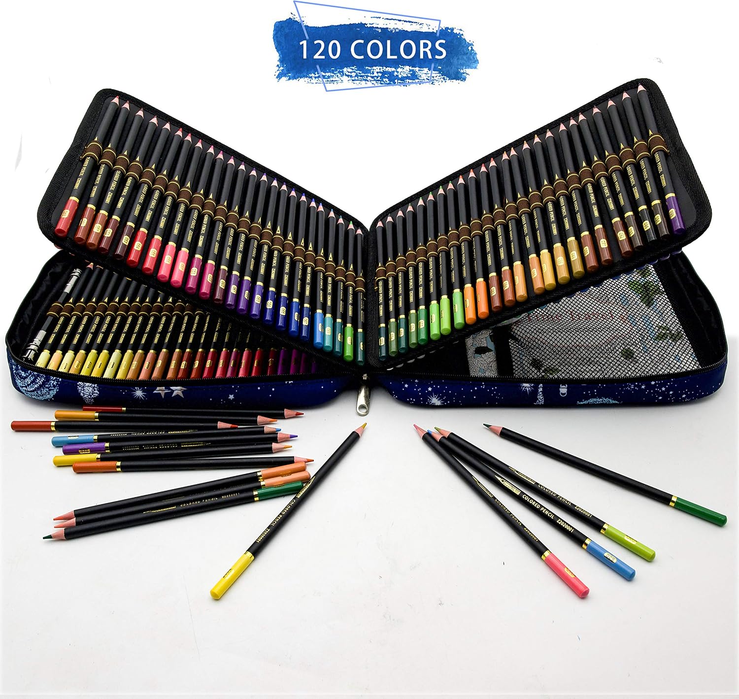 ZZONEART 120 Colouring Pencils Set including Accessories and Large Pencils Case,120 Unique Coloured Pencils and Pre Sharpened Crayons for Coloring Book,featuring 'soft series' core。 - Image 4