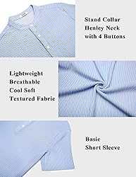COOFANDY Men's Henley Shirt Short Sleeve Stand