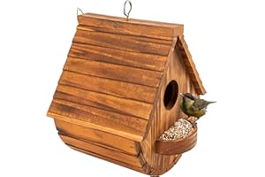 MIXUMON Bird Houses for Outside, Outdoor Bird House Room for Bird Families Bluebird Finch Cardinals Hanging Birdhouse for Garden (Set 1)