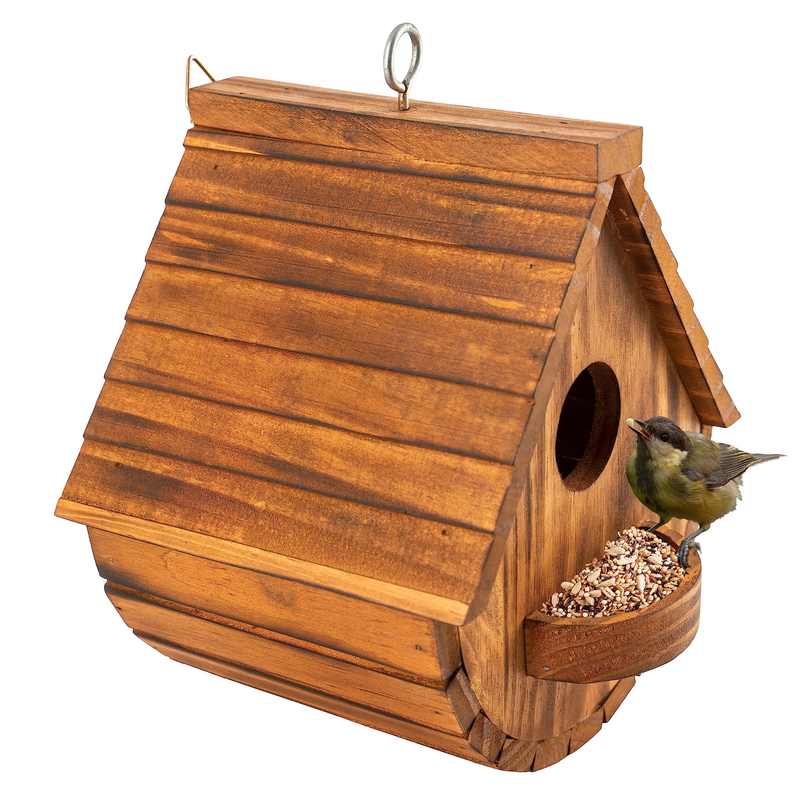 Photo 1 of MIXUMON Bird Houses for Outside, Outdoor Bird House Room for Bird Families Bluebird Finch Cardinals Hanging Birdhouse for Garden (Set 1)
