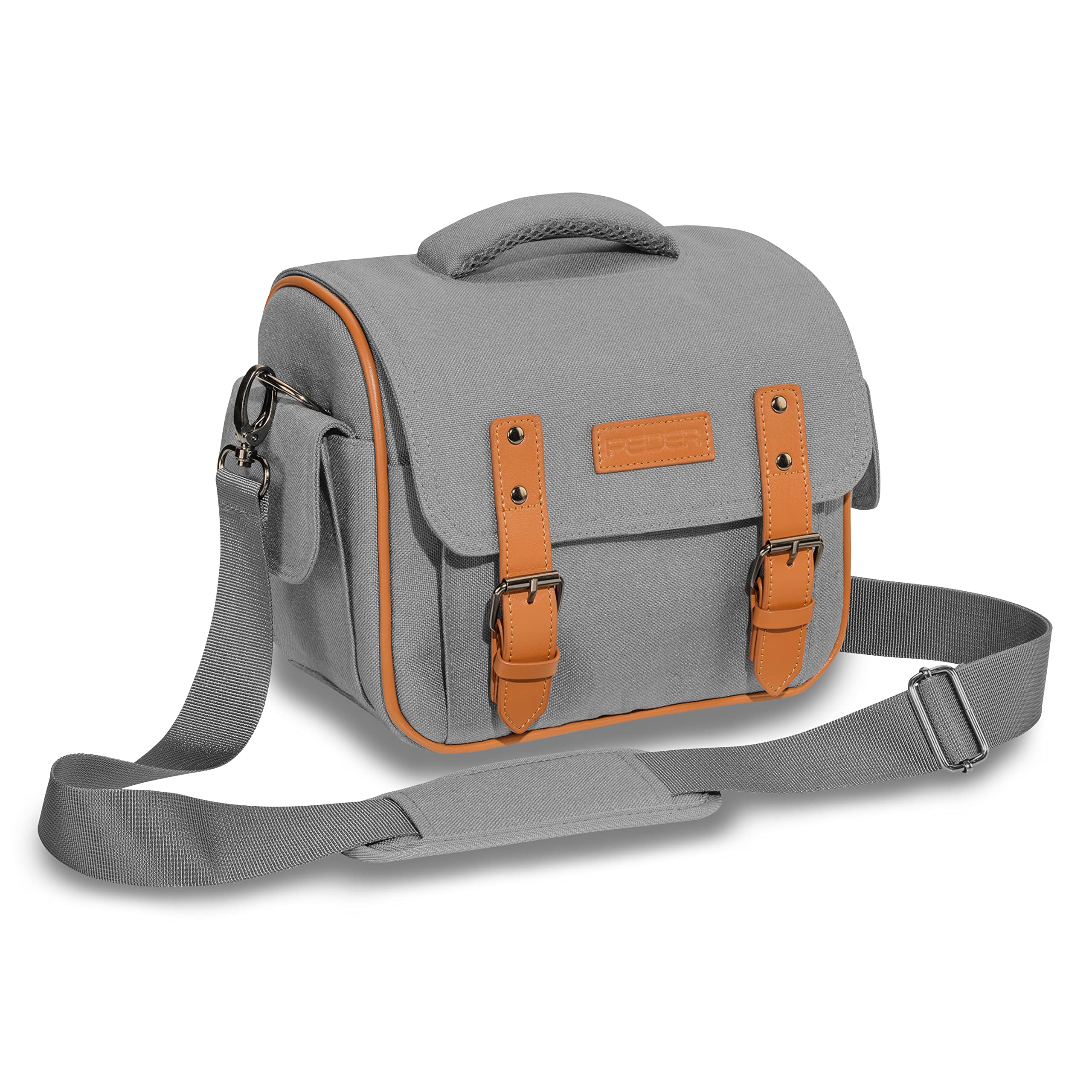PEDEA DSLR camera bag "Vintage" Camera bag for SLR cameras with waterproof rain cover, carrying strap and accessory compartments, Size XL, grey