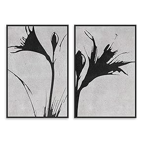 SIGNWIN 2 Piece Framed Canvas Wall Art Black...