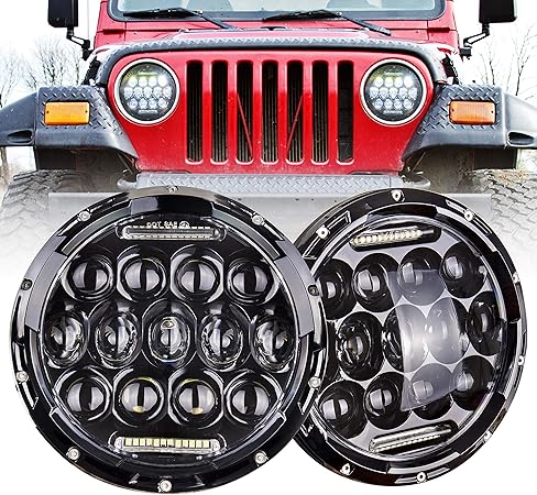 Amazon ７インチヘッドライト ラングラーledヘッドライト 75w Hi Lo切り替え デイライト付き ジープjkラングラーヘッドライト ジムニー 対応 2個入り ヘッドライト本体 車 バイク