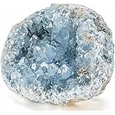 KALIFANO Raw AAA+ Celestite Crystal Cluster Geode - High Energy Natural Celestine Stone - Reiki Wicca Celestita Rock with Healing and Calming Effects (Family Owned and Operated)