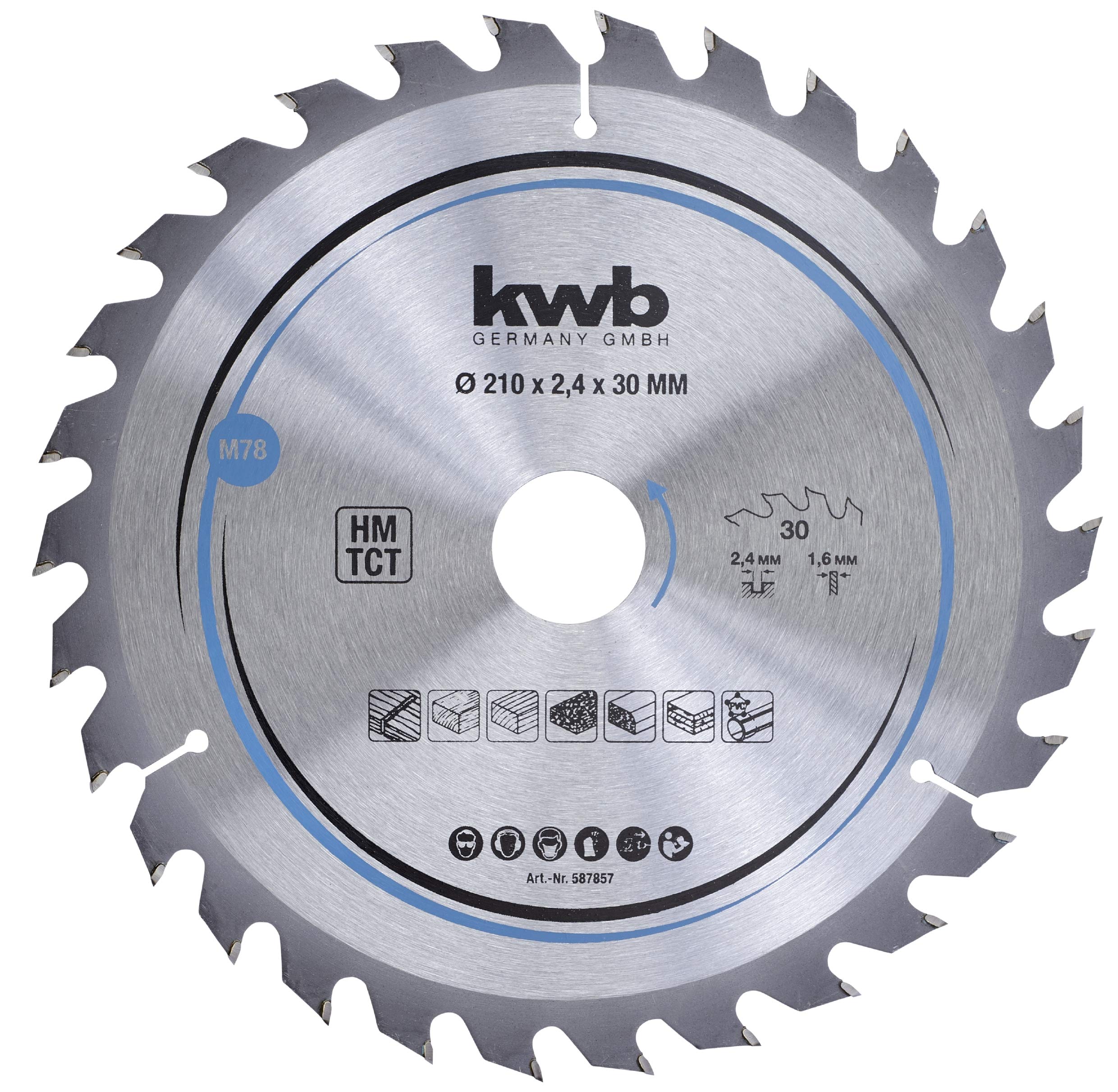 KWB Circular Saw Blade 210 x 30 mm - Fast Cutting, Suitable for SOFTWOOD, Hardwood, Plywood, and CHIPBOARD