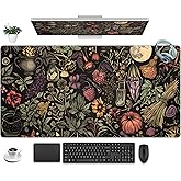 Desk Mat Botanical Witchery Mouse Pad Gaming Mat Dark Keyboard Mat, Long Mouse Mat XXL Extended Desktop Pad Computer Mats with Stitched Edges, Office Desk Accessory Home Decor 31.5" x 15.7"