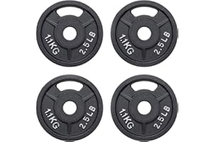 Fitvids 2-Inch Olympic and 1-Inch Standard Cast Iron Weight Plate for Strength Training & Weightlifting, Multiple Weights Available