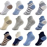 Tphon Toddler Baby Non Slip Ankle Socks with Grippers Kids Boys Girls Socks 12 Pairs for 0-7 Years Infant Children