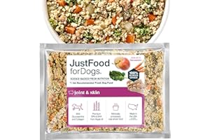 JustFoodForDogs Frozen Fresh Dog Food for Sensitive Skin Allergies, Joint Health, Complete Meal or Human Grade Dog Food Topper, Joint & Skin Support, 18 oz (Pack of 7)