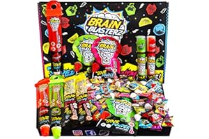 Brain Blasterz MEGA Sour Candy Variety Pack, Sour Candy Box w/ 22 pcs, Christmas Candy, Candy Variety Pack, Sour Sweets, Unique Candy Variety Pack, Halal & Vegan Candy, Chew Bars, Birthday Sweets Gift