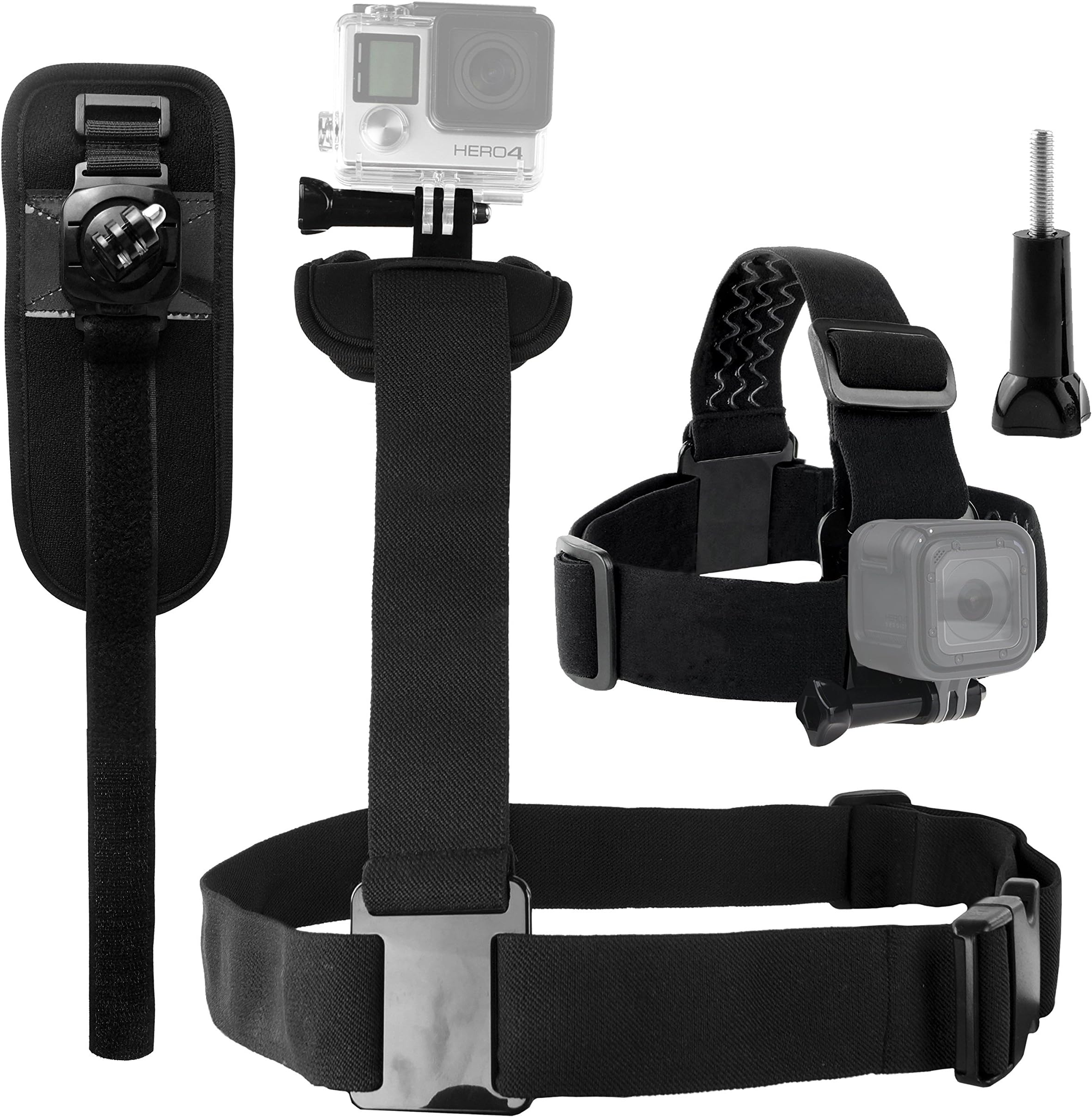 CAMKIXBody Mount Bundle for Gopro Hero 7, 6, Hero 5, Black, Session, Hero 4, Session, Black, Silver, Hero+ LCD, 3+, 3, 2, 1 – Shoulder Harness Mount/Head Strap Mount/Rotating Wrist Mount